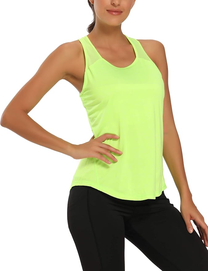Aeuui Womens Workout Tops for Women Racerback Tank Tops Mesh Yoga Shirts Athletic Running Tank Tops Sleeveless Gym Clothes