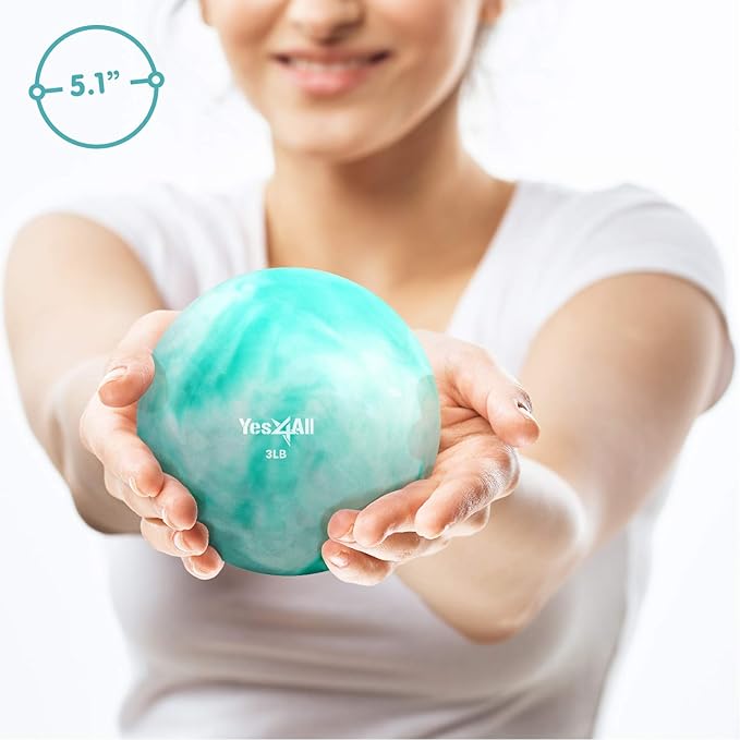 Yes4All Weighted Toning Balls for Exercise, Soft Medicine Balls for Exercise, Pilates, Yoga, Balance, Flexibility, 2-10lbs