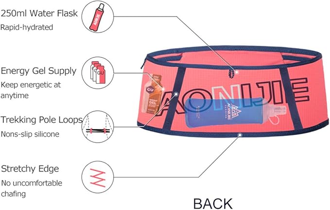 AONIJIE Lovtour Running Belt Waist Pack, Flip Waist Belt,with 250ml Soft Water Bottle Free and Lightweight for Marathon Climbing Jogging Cycling Workout Fitness Mobile Phone Holder