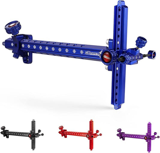 Archery Recurve Bow Sight, SOOHUPET Accessories T Shape Archery Shooting Target Sight Adjustable Bowsight with Optical Fiber Pin Sight for Target Practice