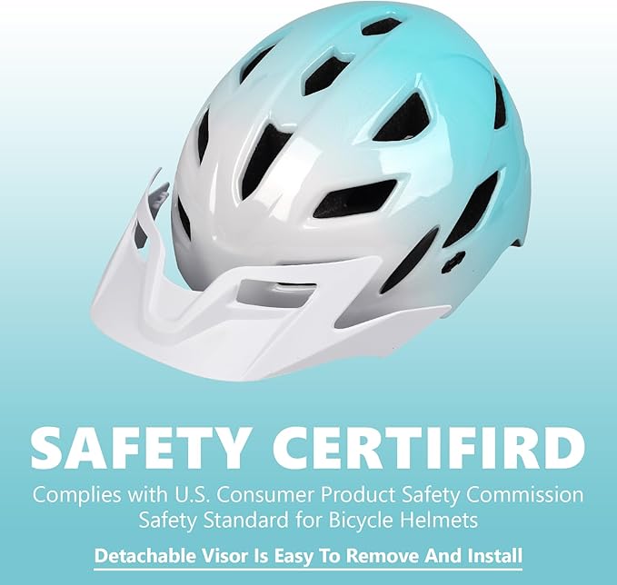 Kids Bike Helmet,Bavilk Kids Boys Girls Bike Helmets with LED Light Detachable Visor Children Youth Teen Multi-Sport for Skating Cycling Scooter Skateboard Adjustable & Lightweight 19.7"-22.4"