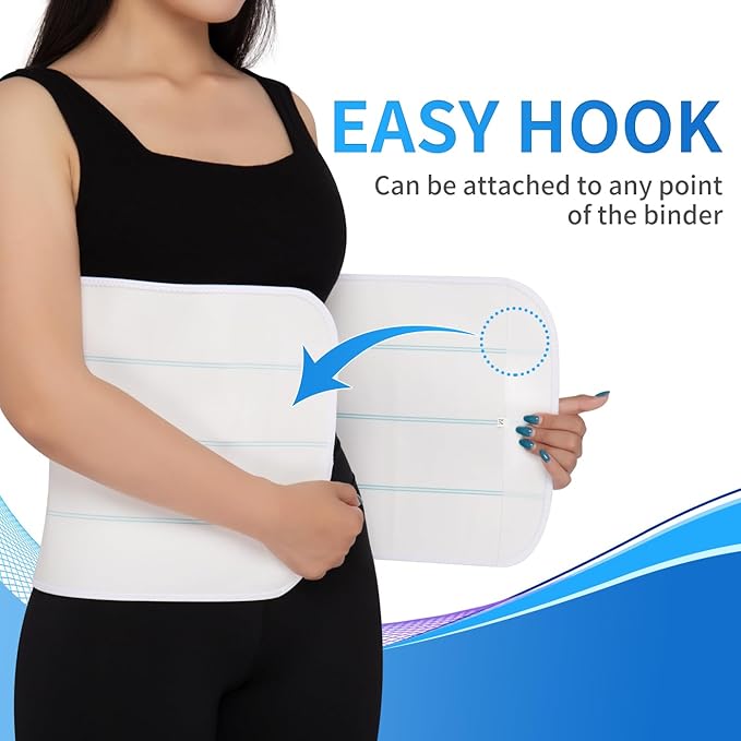 S Abdominal Binder Post Surgery for Men and Women, 12" High Postpartum Tummy Tuck Belt Provides Bariatric Stomach Compression, High Elasticity, Breathable - (60" - 75") 4 PANEL White