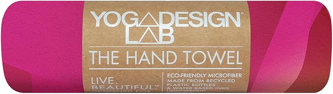 Yoga Design LAB | The Hand Towel | Premium Non Slip Hand Towel | Designed in Bali | Colorful Eco Printed + Quick Dry + Soft | Hot Yoga, Bikram, Ashtanga, Sport, Barre, Travel (Rose)
