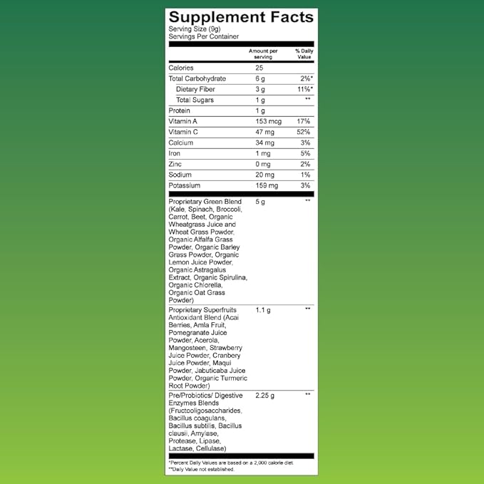 kathy ireland Nutrition Plant Based Super Greens Powder Mix, Watermelon, 9.5oz