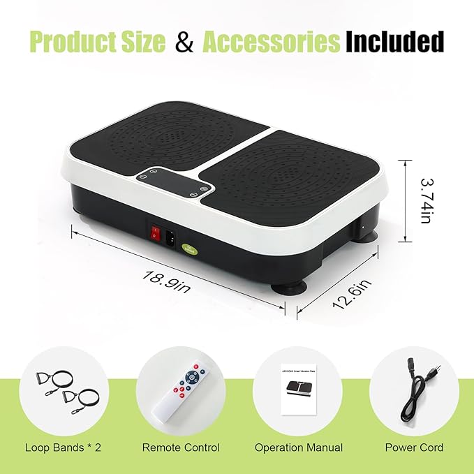 Homesy Vibration Plate Exercise Machine, Vibrating Plate for Lymphatic Drainage, Full Body Shaking Workout Fitness Platform Board, Sport Gym Equipment for Weight Loss Fat Burner for Women Men