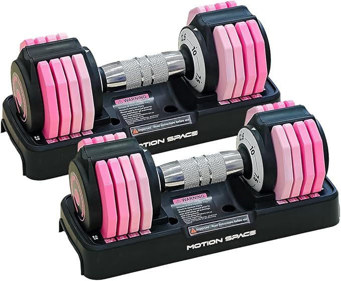 Adjustable Dumbbells Set 12.5LB/22.5LB Pair, 1-Sec Fast Adjustable 5 Weights by Turning Handle, Premium Comfort Non-slip Metal Dumbbells with Tray, Compact Size for Full Body Home Workout