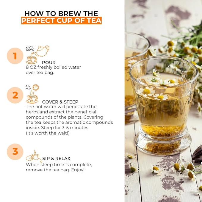 Angel Brand Chamomile Tea Bags 20 – Pack of 3 – Chamomile Flower Tea for Relaxation &