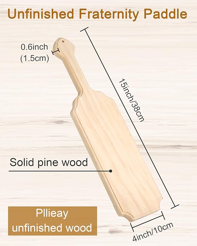 Pllieay 15 Inch Unfinished Wooden Paddle, Greek Fraternity Paddle, Solid Pine Wood Paddle, Wooden Frat Paddle, Natural Color Craft Wood Great for DIY Home Decoration