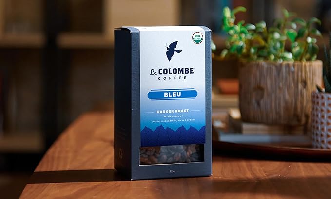 La Colombe Bleu Organic Dark Roast Whole Bean Coffee - Notes of Cocoa, Macadamia & Sweet Cream, 12 Ounce (Pack of 1)