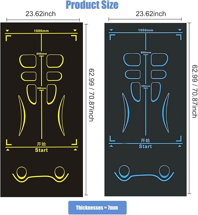 Non-Slip Workout Mat for Ab Roller Wheel, Exercise Mat with Storage Bag, 7mm Extra Thick Exercise Equipment Yoga Floor Mats Home & Gym Sound Insulation Protection Pads