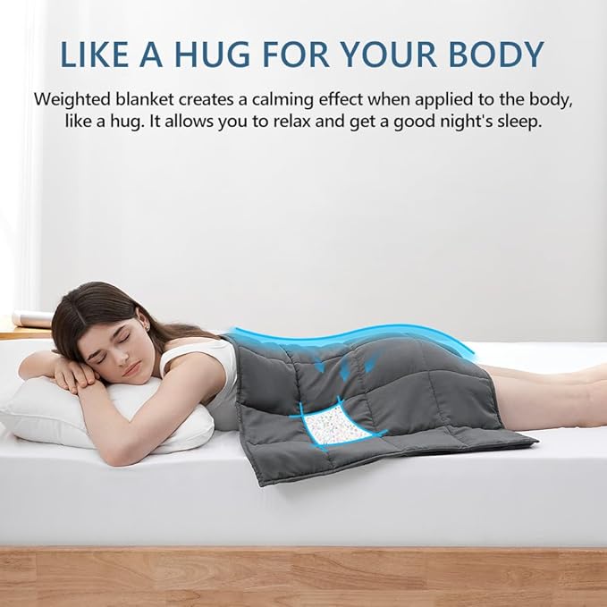 L'AGRATY Weighted Lap Blanket 5lb: Small Weighted Blanket for Adults Portable Travel - Cooling Pad for Relaxation Sleeping - Cozy Washable All-Season (29" x 24")