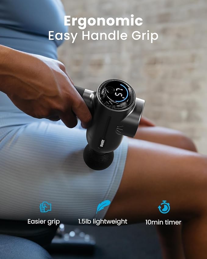 RENPHO Massage Gun with Heat, Portable Percussion Massager with Bluetooth for Back and Neck, Gifts for Men and Women, Carry Case, Active+ Thermal