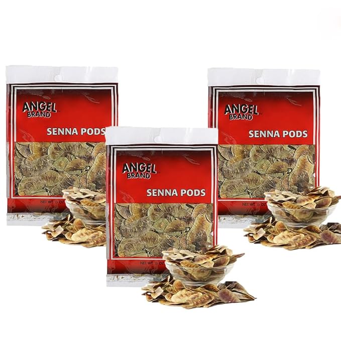 Angel Brand Senna Pods - 0.5 Pouch, Pack of 3 - Senna Pods for Tea and Traditionals Uses.