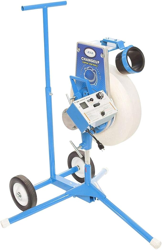 Jugs Changeup Super Softball Pitching Machine - New Changeup Feature! Fastballs up to 70 mph and changeups at speeds as Low as 44 mph.