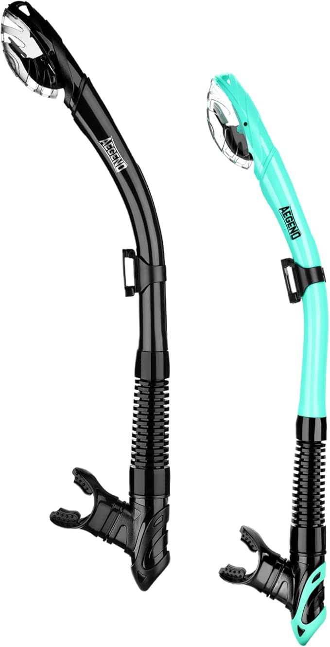 Aegend Dry Snorkel, Dive Mask Easy-Breath Free Diving Snorkel for Snorkeling Scuba Diving Freediving Swimming, with Top Dry Valve and Food-Grade Silicone Mouthpiece