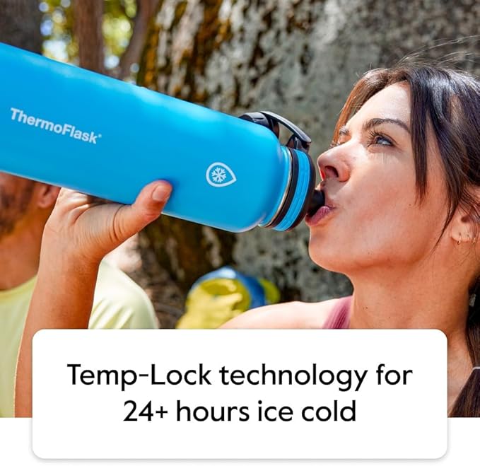 Thermoflask Insulated Water Bottle with Spout Lid, 40oz, 2 Pack (Teal/Graphite)
