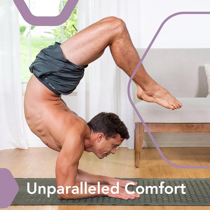 Clever Yoga Non-Slip Hot Yoga Towel – Non-Slip Grip for Hot Yoga, Sweat Absorbent, Honeycomb Silicone Grip, Stays Flat – Ideal for Pilates, Travel, Washable & Lightweight - Olive