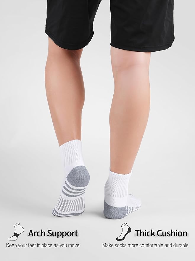Airacker Athletic Quarter Socks with Cushion Running Ankle Socks for Men Women 6 Pairs