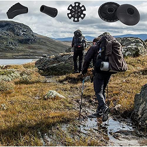 Walking Stick Tips Rubber 4pcs Trekking Pole Tips Replacement- Rubber Feet for Hiking Poles, Walking Sticks, Trekking Poles | Rubber Tip for Walking Sticks Hiking Trekking Poles Boot Tips Rubber Feet