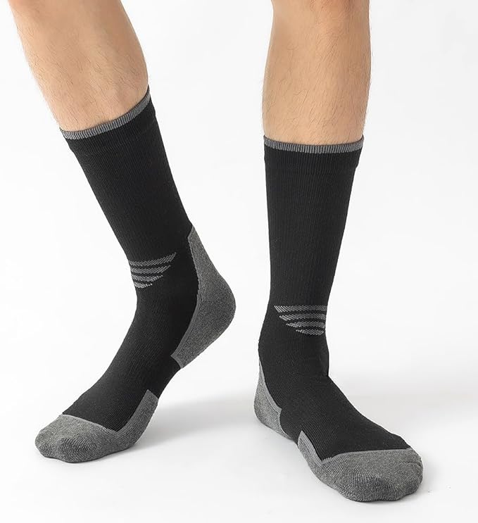 JOYNÉE 5/10 Pairs Mens Lightweight Athletic Crew Socks Cushioned Breathable Long Socks for Sports Running