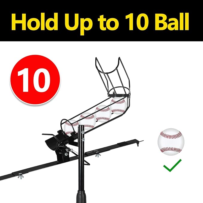 Baseball Soft Toss Pitching Machine | Training System, Support Auto & Manual Ball Drop, Height Adjustable, Hold Up to 10 Balls, Baseball Hitting Swing Trainer for All Ages and Skill