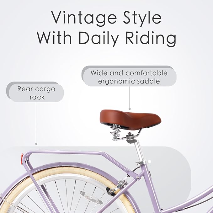 AVASTA Astrid Vela Hybrid Bike for Adult Women Female Lightweight Step Through 26 Inch High Tensile Steel Frame City Commuter Comfort Lady Bicycle, 6-Speed, Multiple Colors