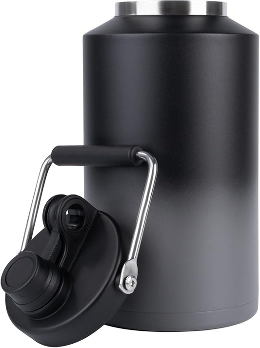 Kerilyn Insulated Gallon Jug with Handle, One Gallon, 128oz Stainless Steel, Large Double Vacuum Water Bottle for Hot & Cold Drinks, Wide Mouth, Sweat Proof, Great for Travel, Camping, Grey Gradient