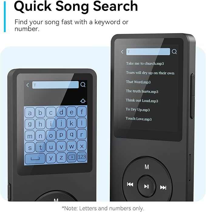 AGPTEK A02 MP3 Player with Bluetooth 5.3, 1.8 inch Screen Portable Music Player with Speaker, FM Radio, Voice Recorder, Supports Expanded Up to 128GB(Black, 64GB)