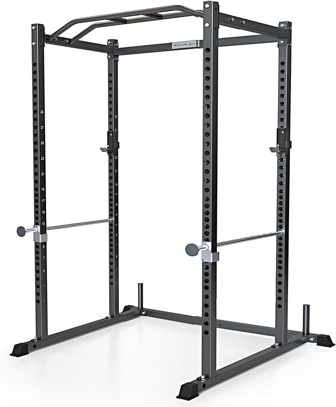 Iron Crush i200 Power Rack – Multi-Function Squat Rack with Solid Safety Bars and J-Hooks – Optional LAT Pulldown, Landmine Attachments - Home Gym Power Cage Bench Rack (Power Rack Only)