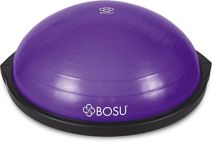 Bosu Balance Ball Exercise Trainer, Home Gym Equipment w/ Guided Workouts & Pump, 26", Blue - Inflatable Fitness Platform for Strength Training, Standing, Balancing, and Core Workout