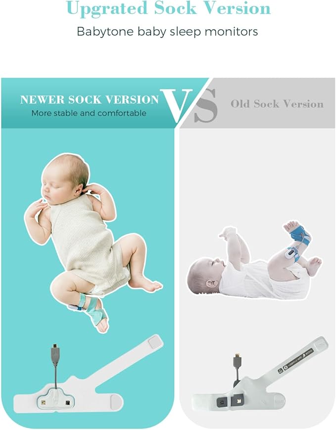 Babytone Baby Sleep Sock Monitor, Tracking Heart Rate and Movement for Newborn, Wearable Foot Monitor Smart Sock with Bluetooth and APP, for 0-36 Months Infant