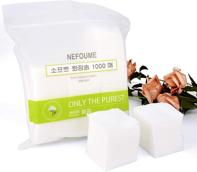 1000 PCS Thin Makeup Facial Cotton Pads, Square Makeup Remover Cotton Pads, Facial Eye Lip Nail Polish Makeup Remover, Non-Woven Cotton, Lint Free