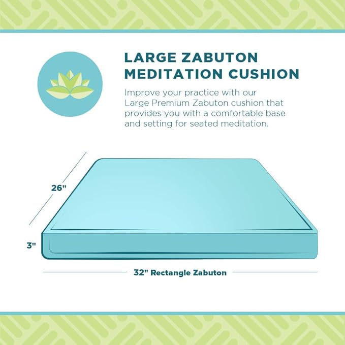 Bean Products Meditation Cushion - Zabuton Meditation Pillows for Sitting on Floor, Yoga Cushion, Cotton Yoga Pillow, Zen Kneeling Prayer Pad- Made in USA - Premium 32x26x3, Navy