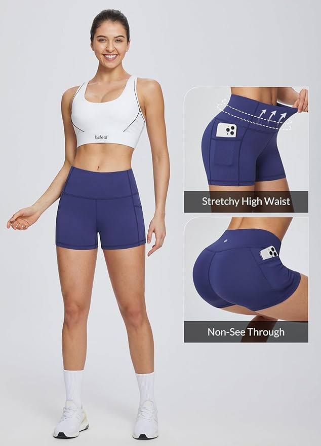 baleaf Women's 8"/ 5"/ 3" Biker Shorts High Waist Yoga Workout Gym Running Volleyball Spandex Shorts with Pockets