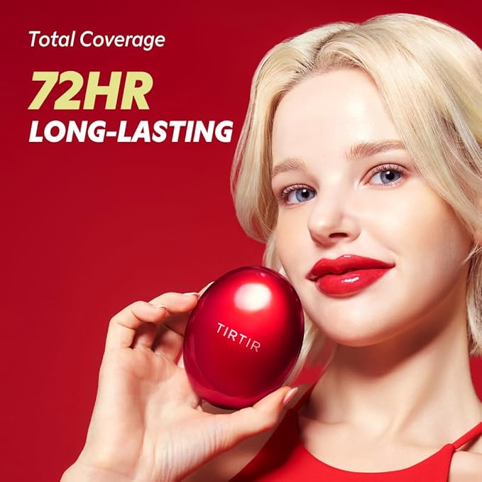TIRTIR Mask Fit Red Cushion Foundation | Full coverage, Weightless, Skin fit, Satin Glow Finish, Korean Makeup, beauty, Tattoo cover up, Buildable (#45N Saddle Brown, 0.63 Fl Oz)