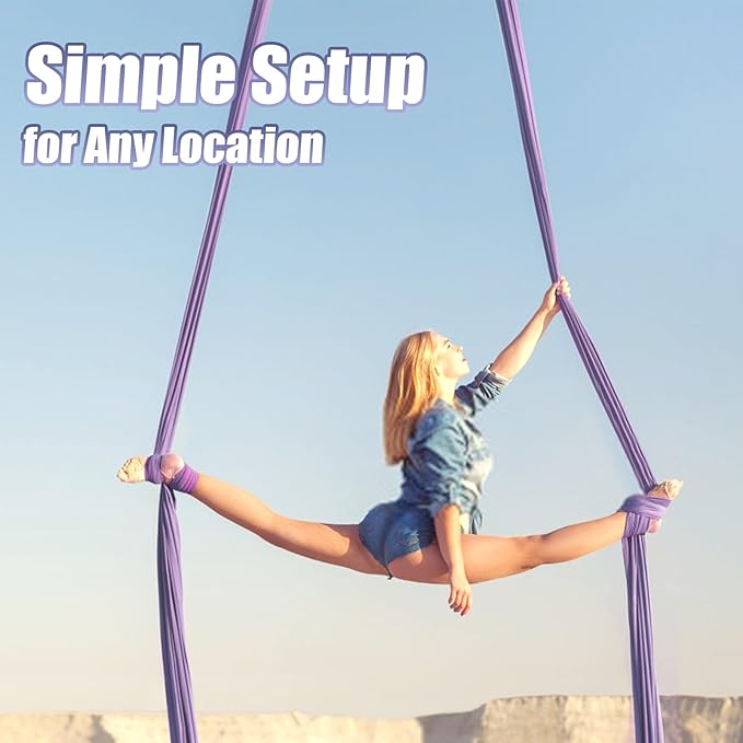 Aerial Silks Kit & Aerial Yoga Hammock - 11Yd Premium Fabric Hardware - Easy Setup for Flying Yoga, Aerial Swing & Fitness - Supports Up to 14ft Rigging