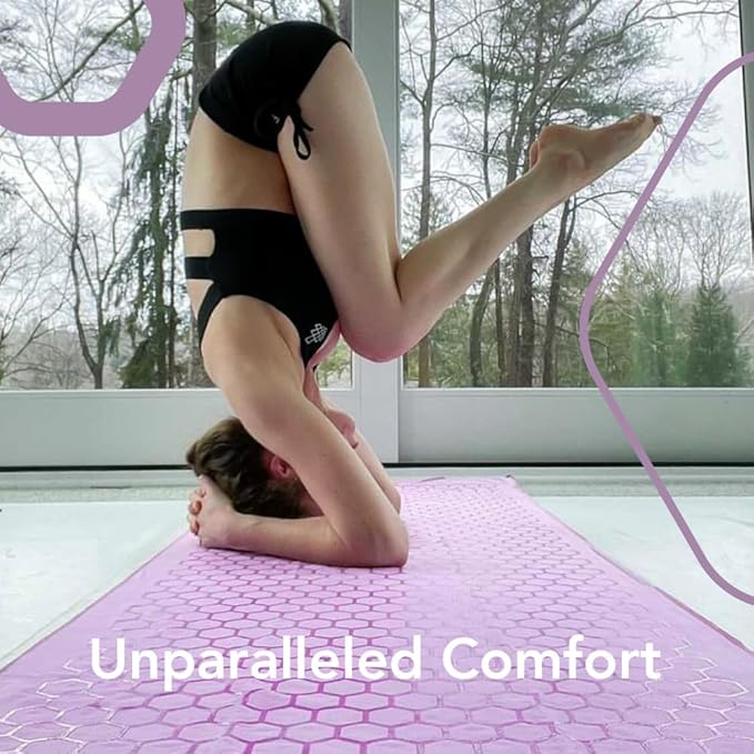 Clever Yoga Non-Slip Hot Yoga Towel – Non-Slip Grip for Hot Yoga, Sweat Absorbent, Honeycomb Silicone Grip, Stays Flat – Ideal for Pilates, Travel, Washable & Lightweight - Lilac