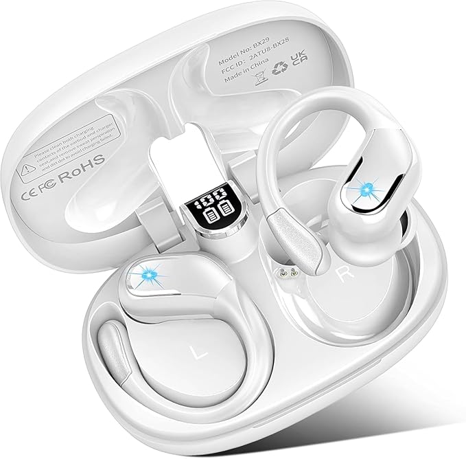 Wireless Earbuds Sport Bluetooth Headphones 5.4, 2025 Bluetooth Earbuds 4 HD Mic, 75Hrs Stereo, Over-Ear Buds with Earhooks ENC Noise Canceling Earphones, IP7 Waterproof Headset for Workout/Running