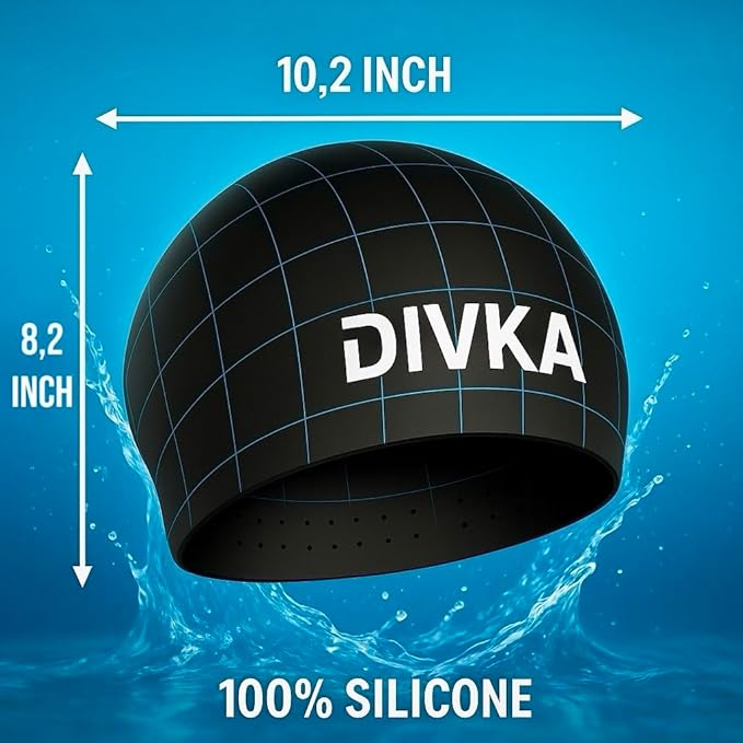 2-Pack Premium Quality Silicone Swim Caps for Women, Men, Teens & Adults – Medium Size – Stretchable & Durable, Includes Ear Plugs & Nose Clip, Extra Room for Long Hair, Non-Slip & Waterproof