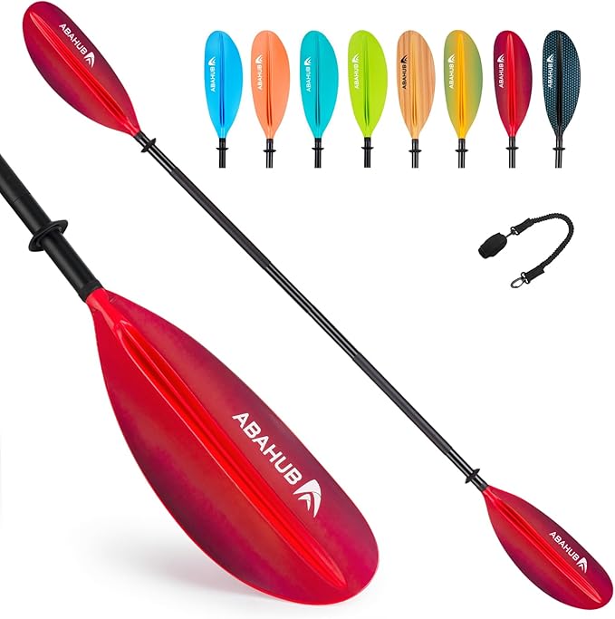 Abahub Kayak Paddle, 90.5 Inches Kayaking Oars for Boating, Canoeing with Free Paddle Leash, Aluminum Alloy Shaft Black/Blue/Green/Orange/Yellow Plastic Blades