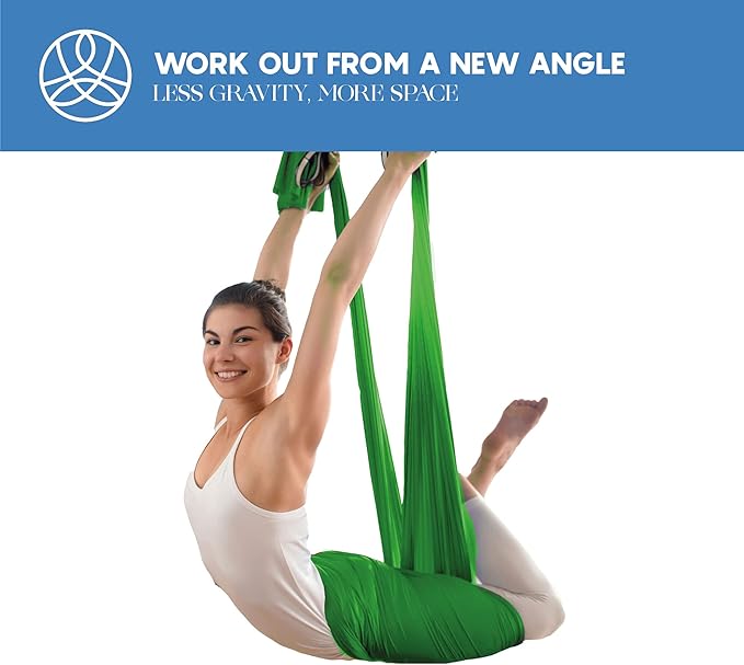 Aerial Silk Yoga Hammock & Swing for Home, Inversion Exercises, Starter Kit for All Levels - Durable with Extension Straps, Carabiners, and Pose Guide