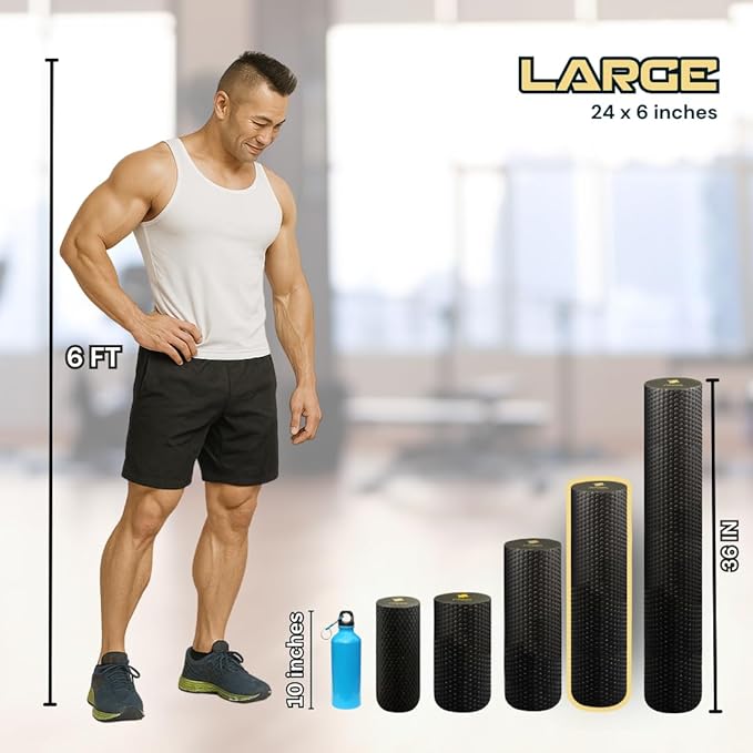 FitNation Foam Roller – High-Density Foam Muscle Roller – Textured Foam Rollers for Muscle Massage, Stretching, Pilates, Yoga
