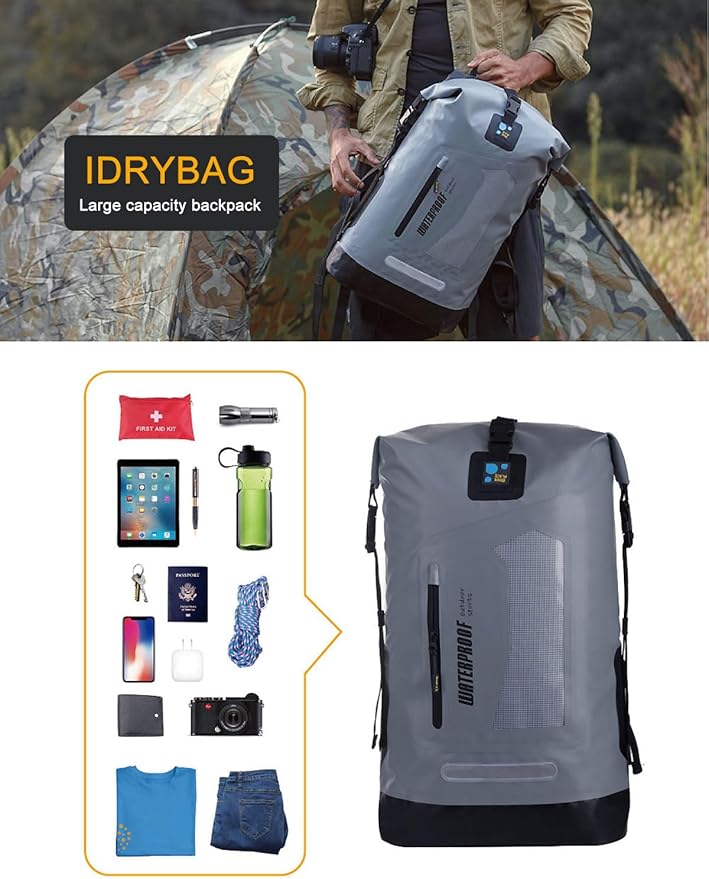 IDRYBAG Waterproof Backpack for Men 20L/30L/40L, Floating Dry Bag Kayak, Dry Backpack Hiking