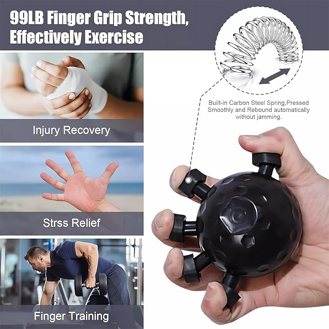 Glitzgrip Arm Builder 2025 New Hand Forearm Ball Strengthener and Finger Grip Exerciser Balls Wrist Strengthening Guitar Finger Gripper Strength Trainer Hand Squeezer Stretcher Extender Workout