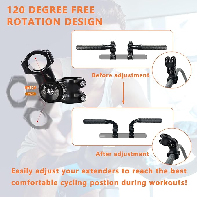 Handlebar Extender for Peloton Indoor Exercise Bikes, 1 Pair of Ultimate Handlebar Extension of Peloton Accessories (Bull-horn (with Black Tapes))