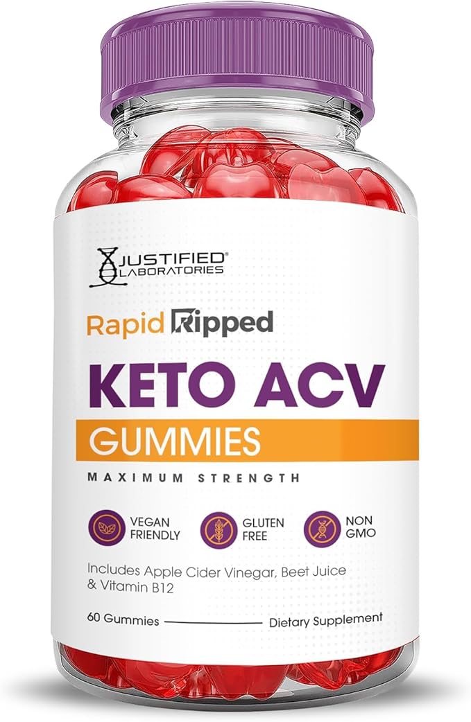 Justified Laboratories (3 Pack Rapid Ripped Keto ACV Vegan Non GMO 180 Gummies