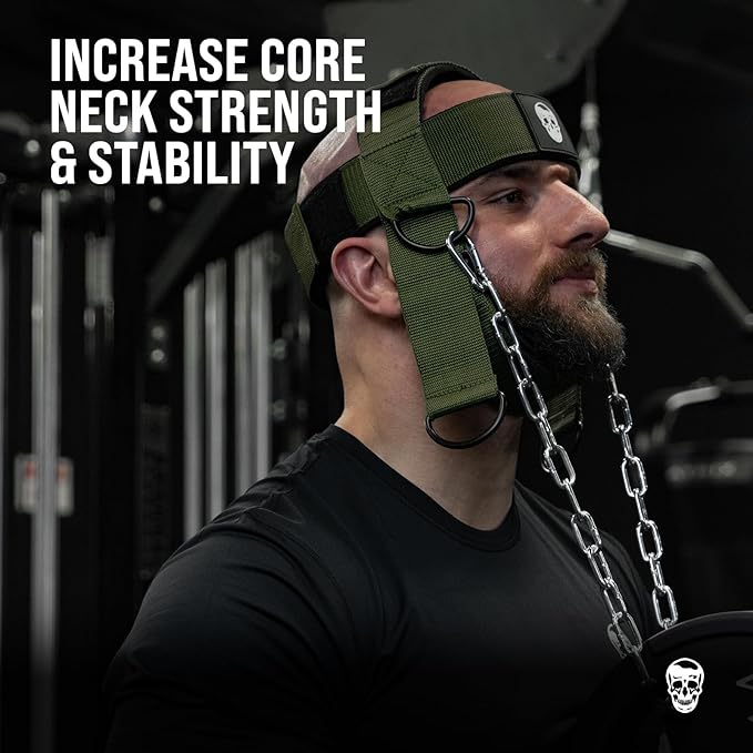Gymreapers Neck Harness - Heavy Duty Stainless Steel Chain, Adjustable Neoprene Strap, Trainer for Strength & Pain Relief