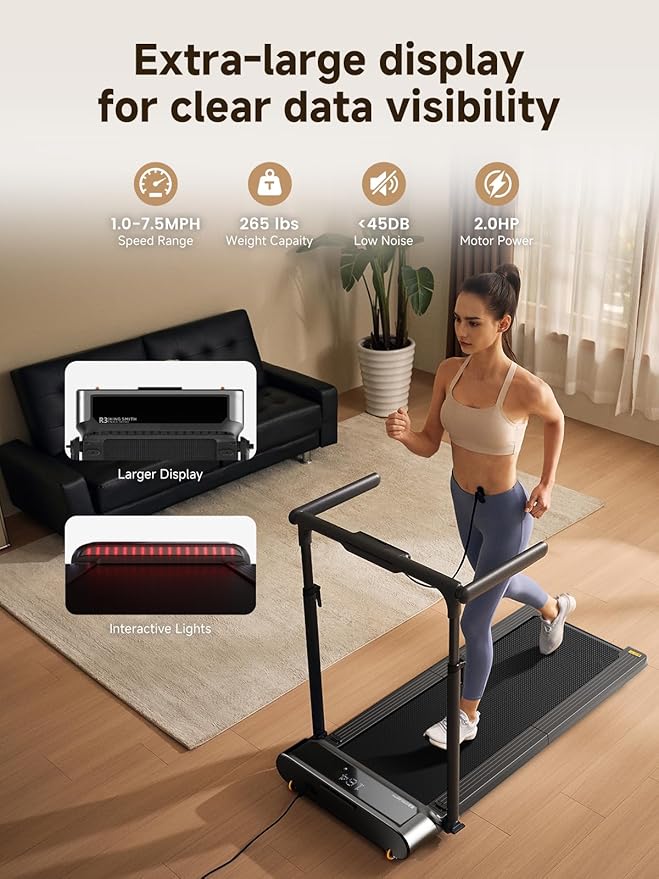 WALKINGPAD R Series Folding Treadmill, 2 in 1 Walking Pad Under Desk Treadmill for Home and Office, Compact Foldable Design with App Control and LED Display, Spacious Belt for Walking or Running