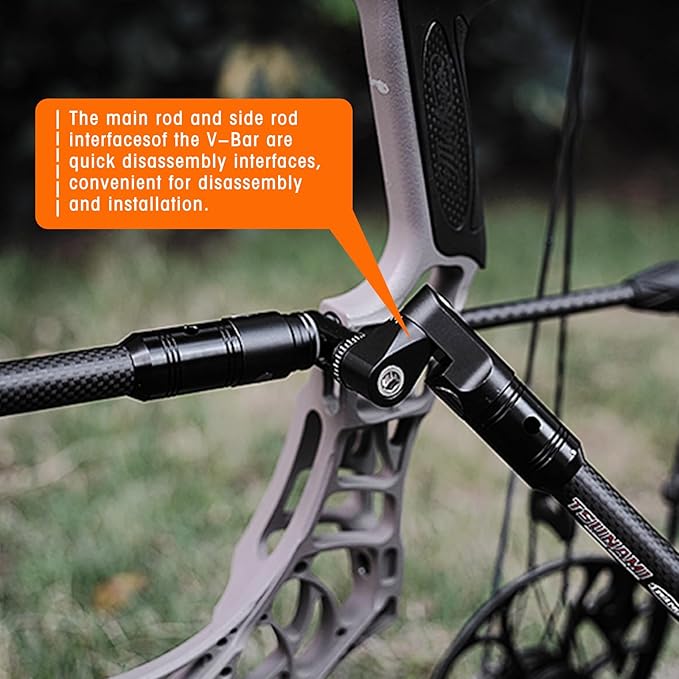 LWANO Single Side Adjustable V-Bar Mount Quick Disconnect Bow Rod Stabilizer, Archery Compound Recurve Bow Stabilizer Single Sidebar Back bar stabilizer Mount