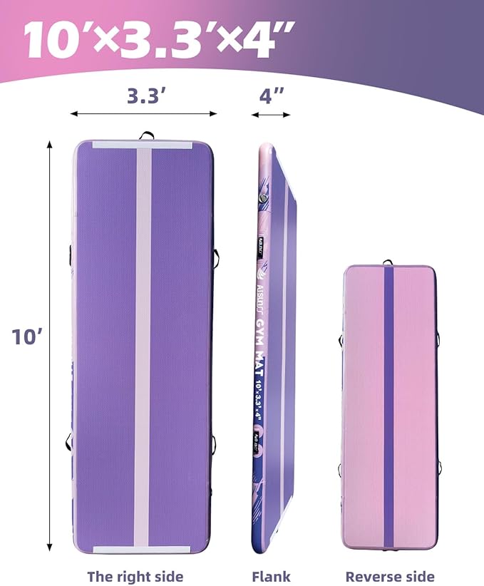 Inflatable Air Gymnastics Mat Training Mats with Air Pump 4/8 inches Thickness Gymnastics Tracks for Home Use/Tumble/Gym/Training/Cheerleading/Yoga/Beach/Park/Water